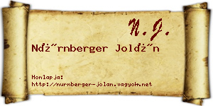Nürnberger Jolán névjegykártya