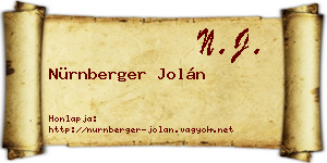 Nürnberger Jolán névjegykártya